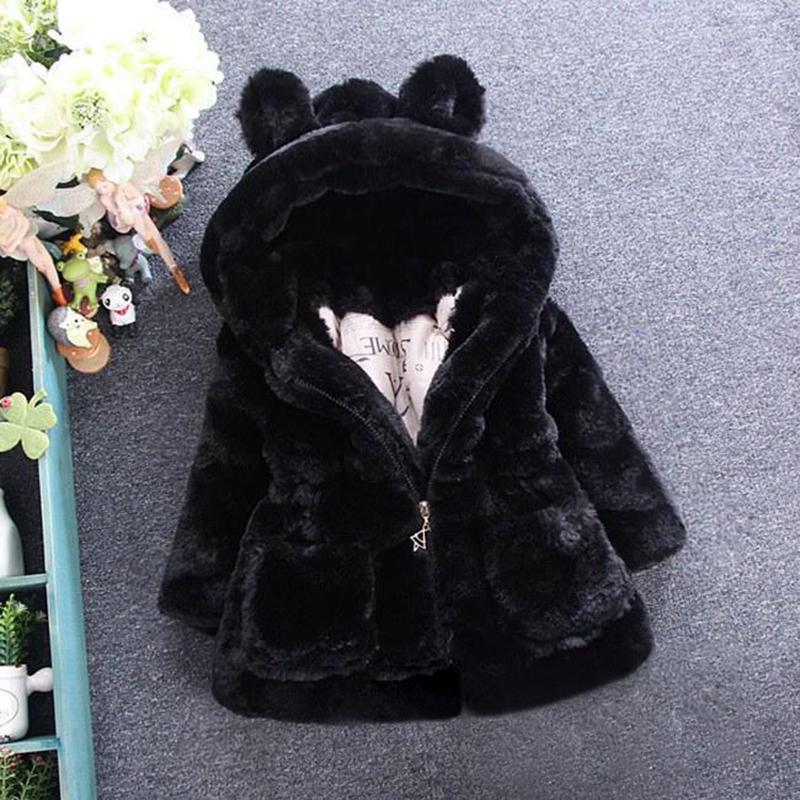 Winter Baby Mädchen Kleidung Faux Pelz Mantel Fleece Jacke Warme Schneeanzug Mit Kapuze Parka kinder Oberbekleidung Herbst Kleidung 140 schwarz von Joom DACH