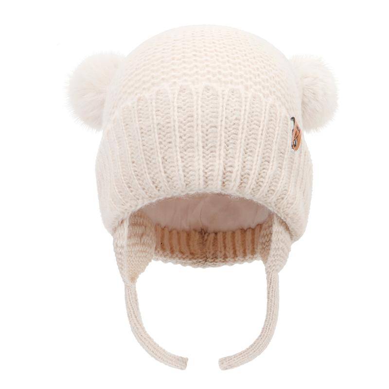 Winter Baby Mütze Winddichte Kleinkindhaube Niedliche Bommel Strickmützen Neugeborenen Beanies Mütze Outdoor Warm Säuglingszubehör 0-2 Jahre 0-12 Months von Joom DACH