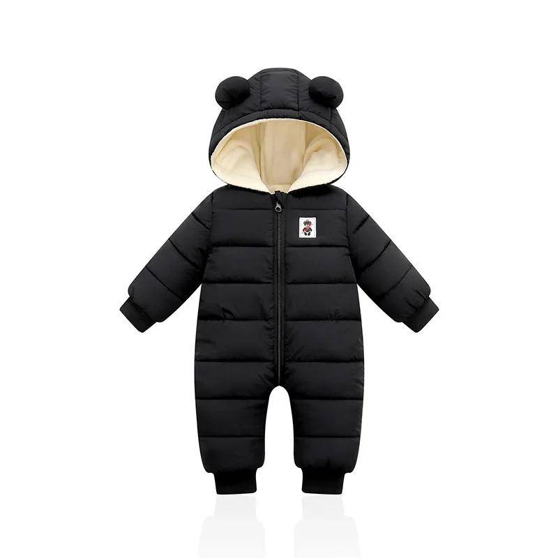 Winter Baby Strampler – Dicker Kapuzenoverall für Säuglinge, Fleecegefütterter Schneeanzug für Jungen und Mädchen, 1–18M 73 schwarz von Joom DACH