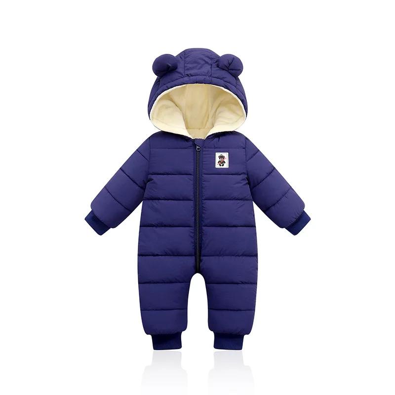 Winter Baby Strampler – Dicker Kapuzenoverall für Säuglinge, Fleecegefütterter Schneeanzug für Jungen und Mädchen, 1–18M 90 von Joom DACH