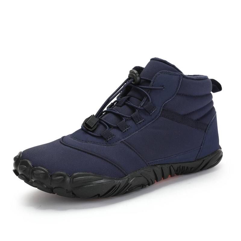 Winter Barfußschuhe Herren Wasserdichte Sneaker Knöchel Schneeschuhe Plüsch Wanderstiefel Warme Sportschuhe Große Größe 47 Schwarz 45 blau von Joom DACH