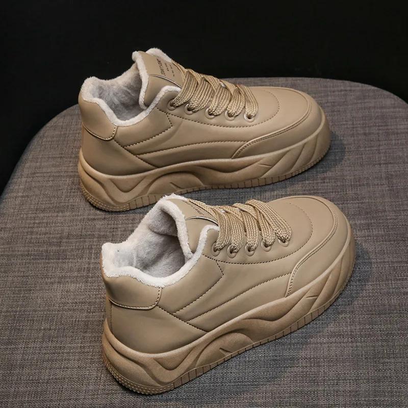 Winter-Casual-Sneakers für Damen, modisch, warm halten, plus Samt-Schnürschuhe, Keilabsatz-Plateauschuhe für Damen, lässige Baumwollschuhe 40 von Joom DACH