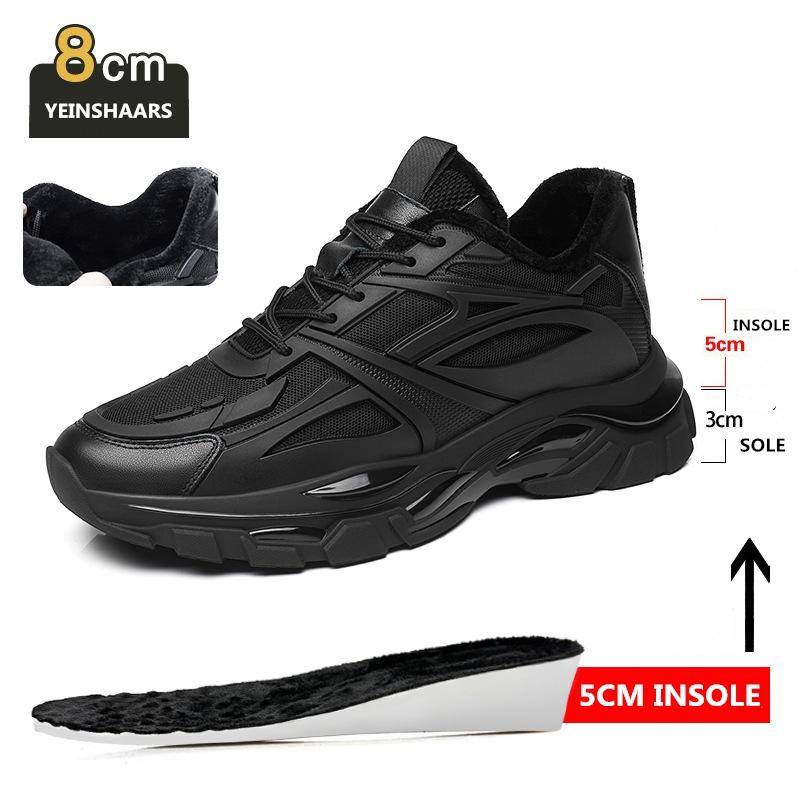 Winter Chunky Erhöhung Sneakers Mann Echtes Leder Mesh Aufzug Schuhe Warme Dicke Sohle Lift Männer Schuhe Erhöhen Einlegesohle 6-8CM 40 von Joom DACH