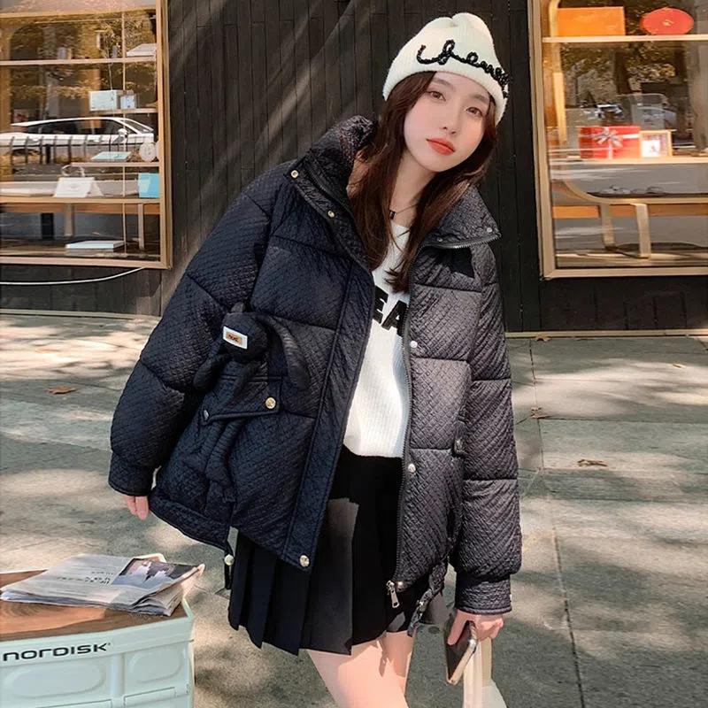 Winter Damen Baumwolle gepolstert Student Bunny Short Short Fashion Locker und dünn Daunen gepolsterten Mantel S schwarz von Joom DACH