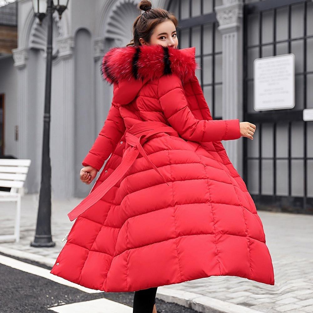 Winter Damen Daunenmantel Baumwolle gepolsterter Parka Verdickte lange Jacke 3XL rot von Joom DACH