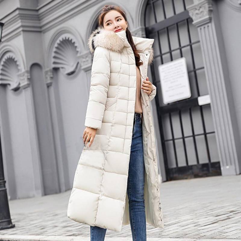 Winter Damen Daunenmantel Baumwolle gepolsterter Parka Verdickte lange Jacke 3XL weiß von Joom DACH