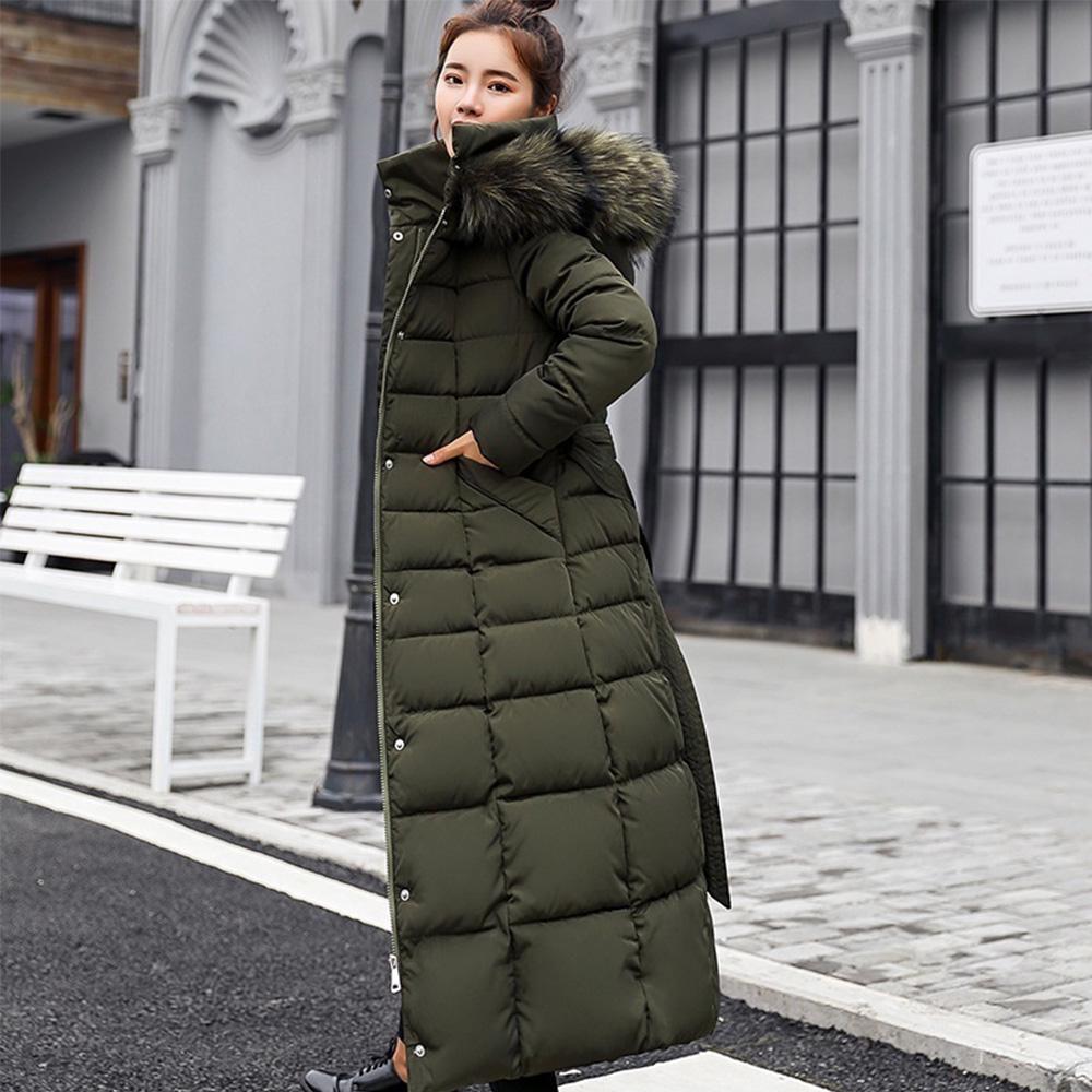 Winter Damen Daunenmantel Baumwolle gepolsterter Parka Verdickte lange Jacke M armee grüne von Joom DACH