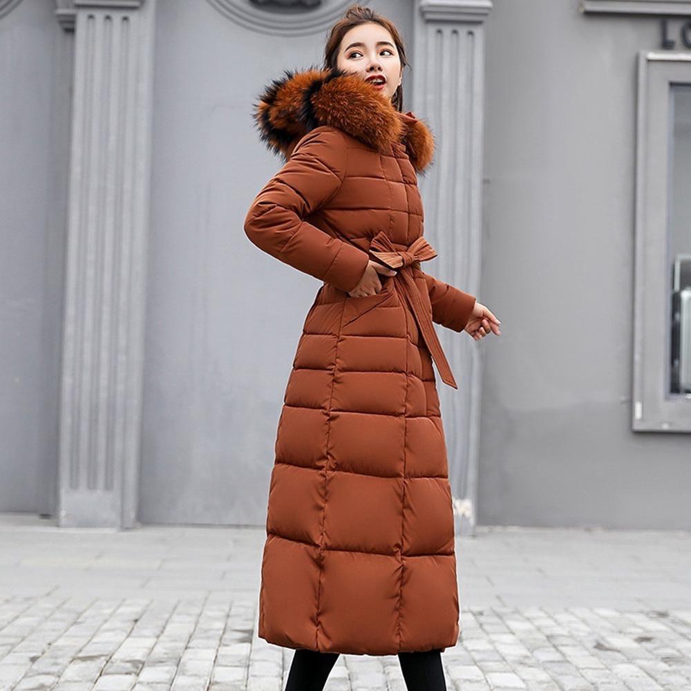 Winter Damen Daunenmantel Baumwolle gepolsterter Parka Verdickte lange Jacke XS braun von Joom DACH
