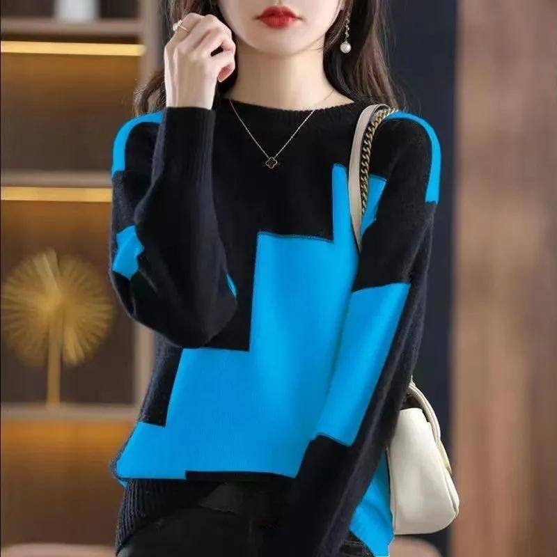 Winter Damen Kaschmir Basic Pullover Pullover O-Ausschnitt Casual Fashion Reine Farbe Hohe Qualität Wärme Komfort XXXXL blau von Joom DACH