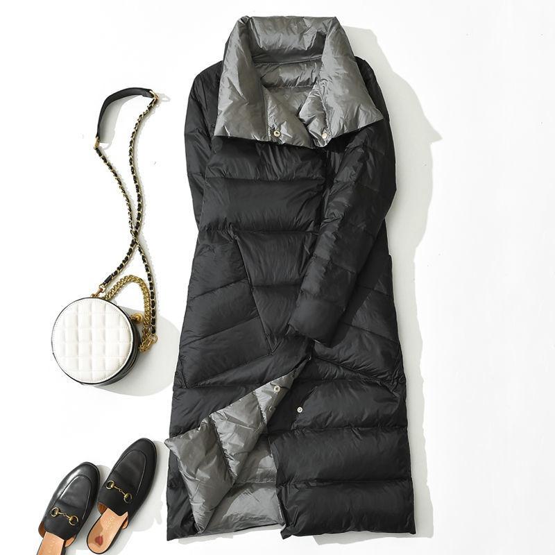 Winter Damen Lange Dicke Entendaunenjacke Warme Lose Stehkragen Doppelseitiger Mantel Zweireiher Parka Outwear XL von Joom DACH
