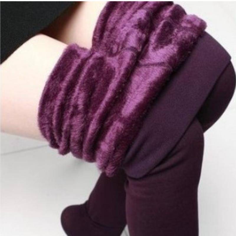 Winter Damen Plus Samt Warme Leggings Elastische Hohe Taille Verdicken Leggings Hohe Stretch Leggings One Size violett von Joom DACH