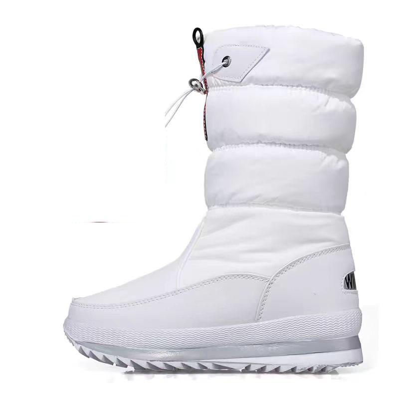 Winter Damen Schneestiefel Plateau Winterstiefel Dicker Plüsch Wasserdicht Rutschfest High Barrel Damenschuhe 39 weiß von Joom DACH