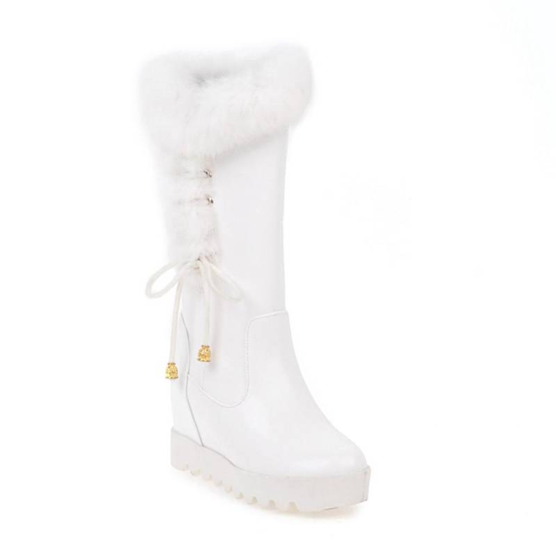 Winter Damen Schneestiefel Warmes Fell Wadenhohe Stiefel Schnürschuhe Damen Niedliche gepolsterte Stiefel 34-43 39 weiß von Joom DACH