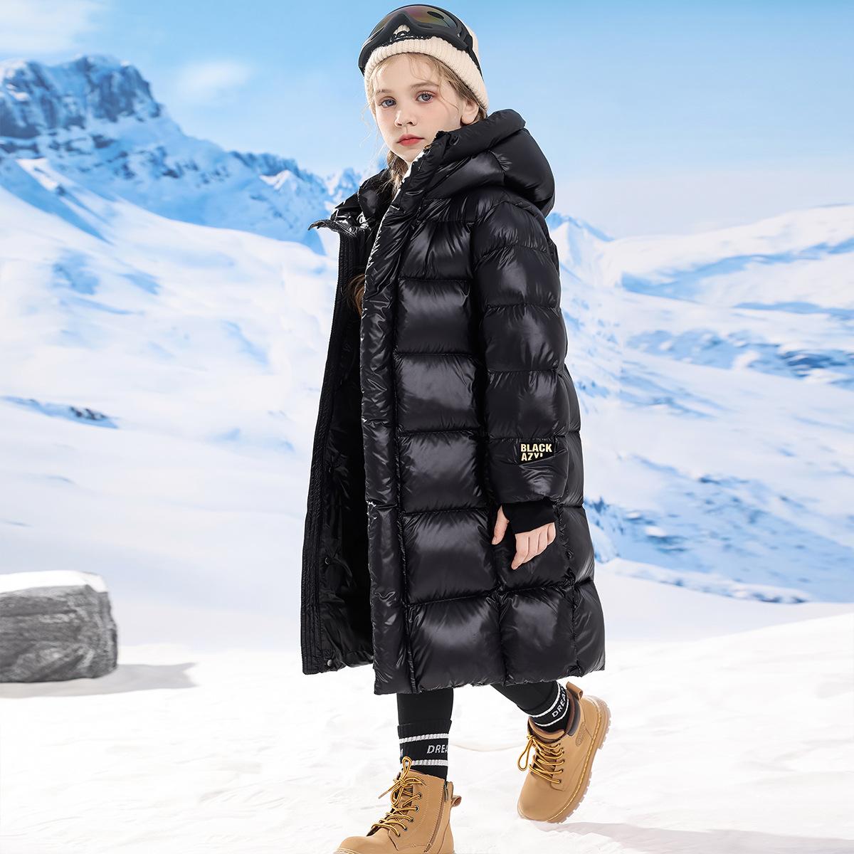 Winter Daunenjacke aus Baumwolle für Mädchen und Jungen, wasserdichter Kapuzenmantel für Kinder, Oberbekleidung 170 schwarz von Joom DACH