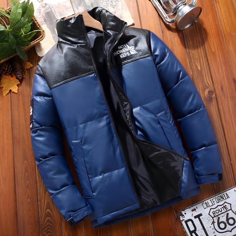 Winter-Daunenjacke aus Pu-Leder für Männer und Frauen, neue, dicke, vielseitige und trendige Jacke für Schüler im koreanischen Stil der Mittelstufe und Oberstufe XL von Joom DACH