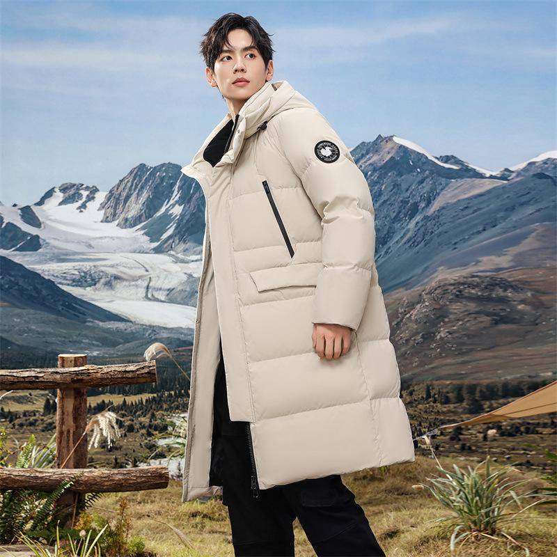 Winter-Daunenjacke mit Kapuze für Herren, verdickte knielange arktische Daunenjacke für Jugendliche, Outdoor-Daunenjacke 4XL von Joom DACH