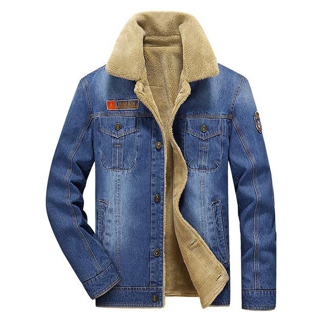 Winter Dicke Fleece Gefüttert Denim Jacken Mode Herren Warme Oberbekleidung M von Joom DACH