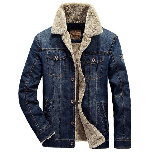 Winter Dicke Fleece Gefüttert Denim Jacken Mode Herren Warme Oberbekleidung XXL von Joom DACH