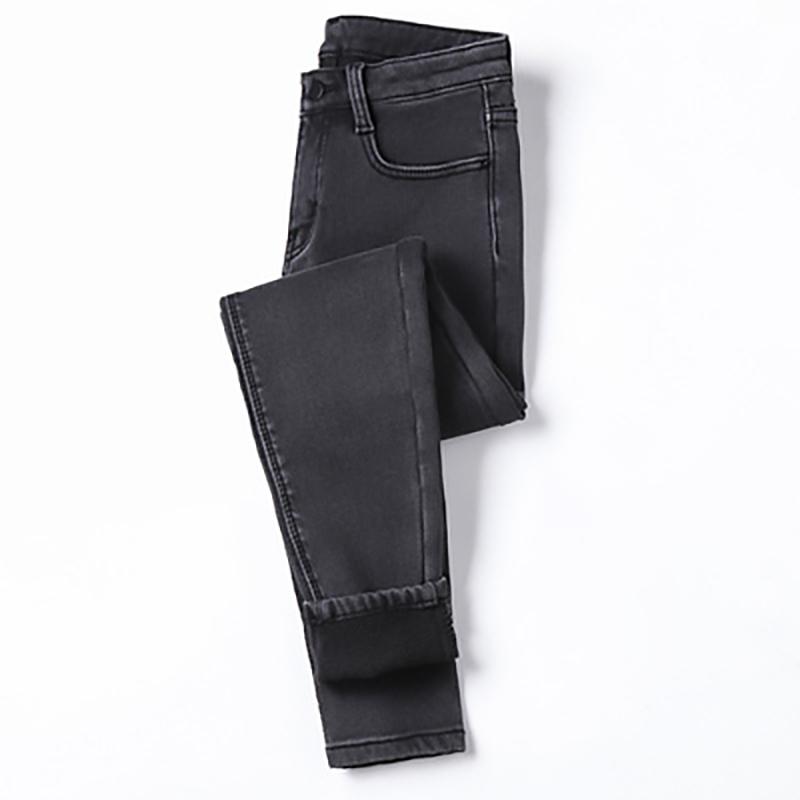 Winter Dicke Frauen Warme Dünne Jeans Einfache Stretch Plus Samt Fleece Weibliche Hohe Taille Denim Bleistift Hosen Plus Größe 33 grau von Joom DACH