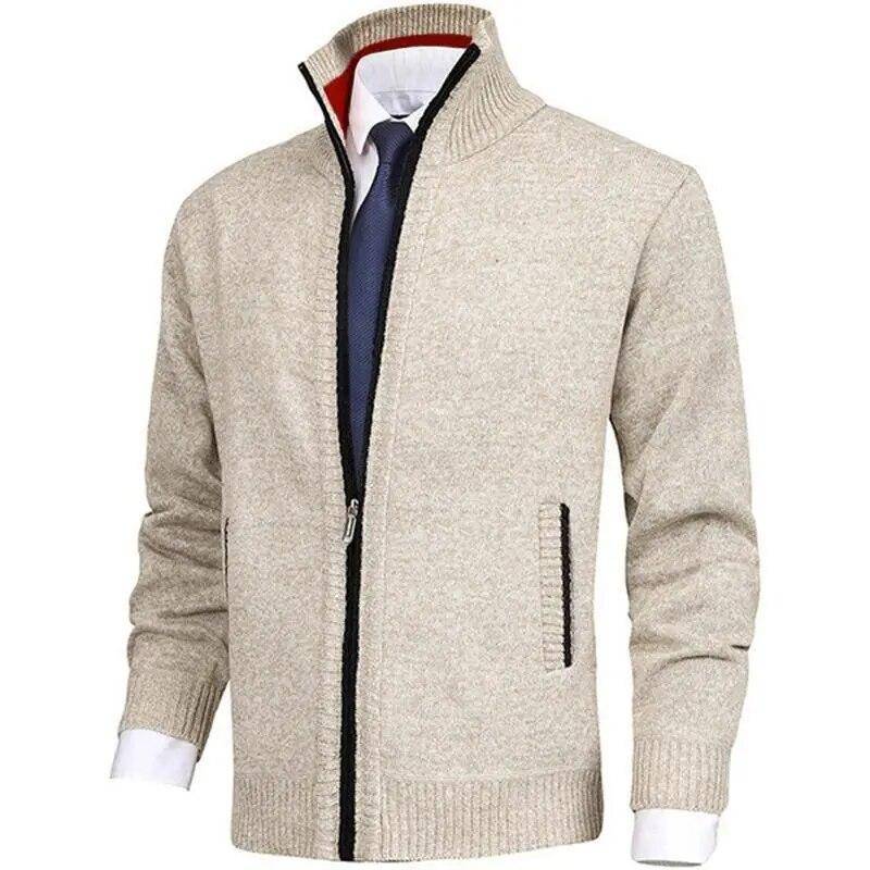 Winter Dicke Herren Strickpullover Mantel Langarm Strickjacke Warm Reißverschluss Männlich Lässig Strickjacken 3XL khaki von Joom DACH