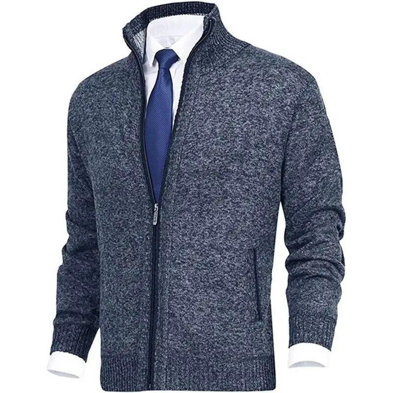Winter Dicke Herren Strickpullover Mantel Langarm Strickjacke Warm Reißverschluss Männlich Lässig Strickjacken L blau von Joom DACH