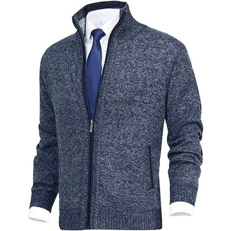 Winter Dicke Herren Strickpullover Mantel Langarm Strickjacke Warm Reißverschluss Männlich Lässig Strickjacken L blau von Joom DACH