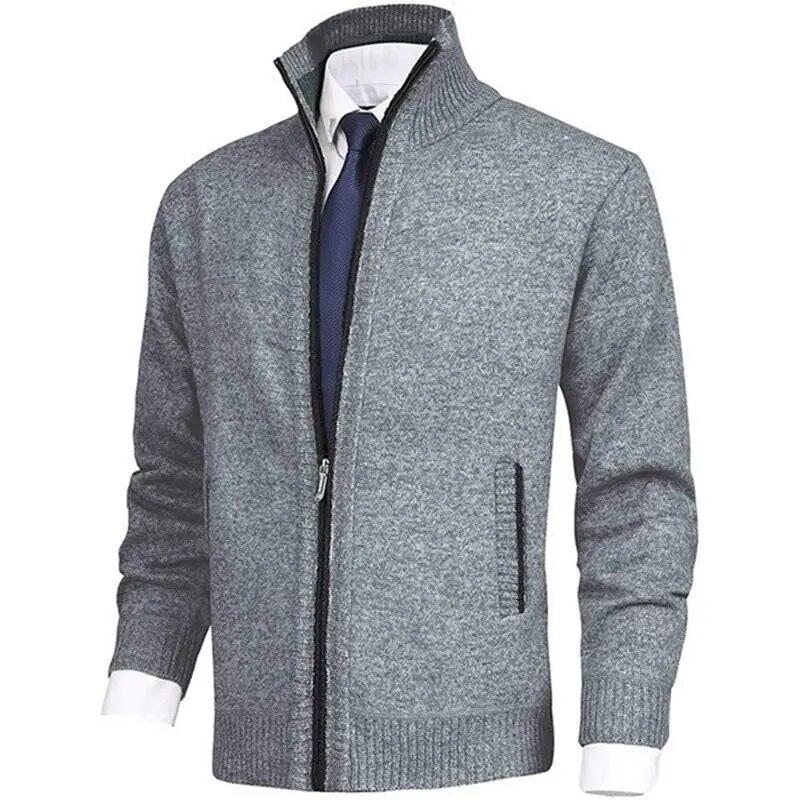 Winter Dicke Herren Strickpullover Mantel Langarm Strickjacke Warm Reißverschluss Männlich Lässig Strickjacken M licht grau von Joom DACH