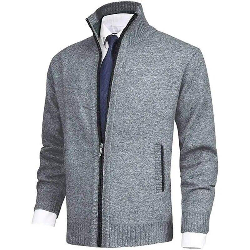 Winter Dicke Herren Strickpullover Mantel Langarm Strickjacke Warm Reißverschluss Männlich Lässig Strickjacken M licht grau von Joom DACH
