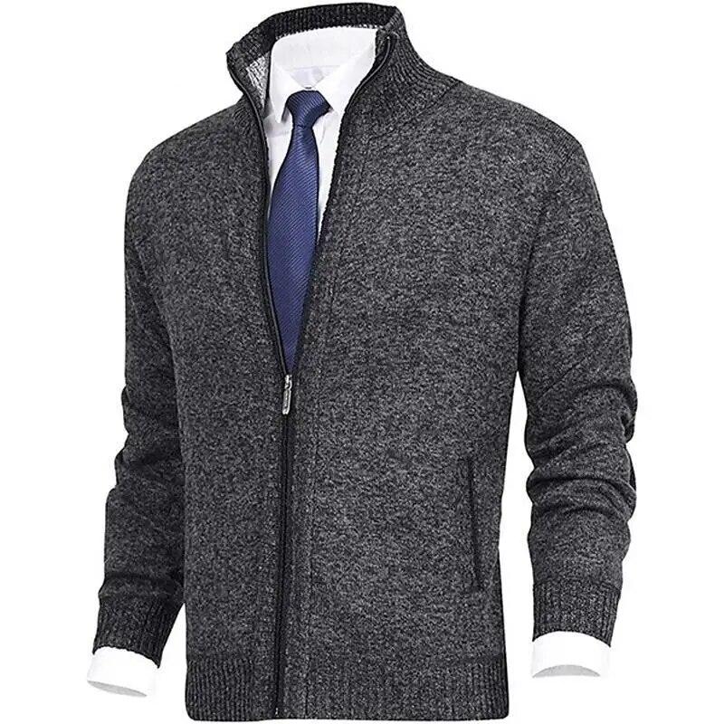 Winter Dicke Herren Strickpullover Mantel Langarm Strickjacke Warm Reißverschluss Männlich Lässig Strickjacken XL dunkelgrau von Joom DACH