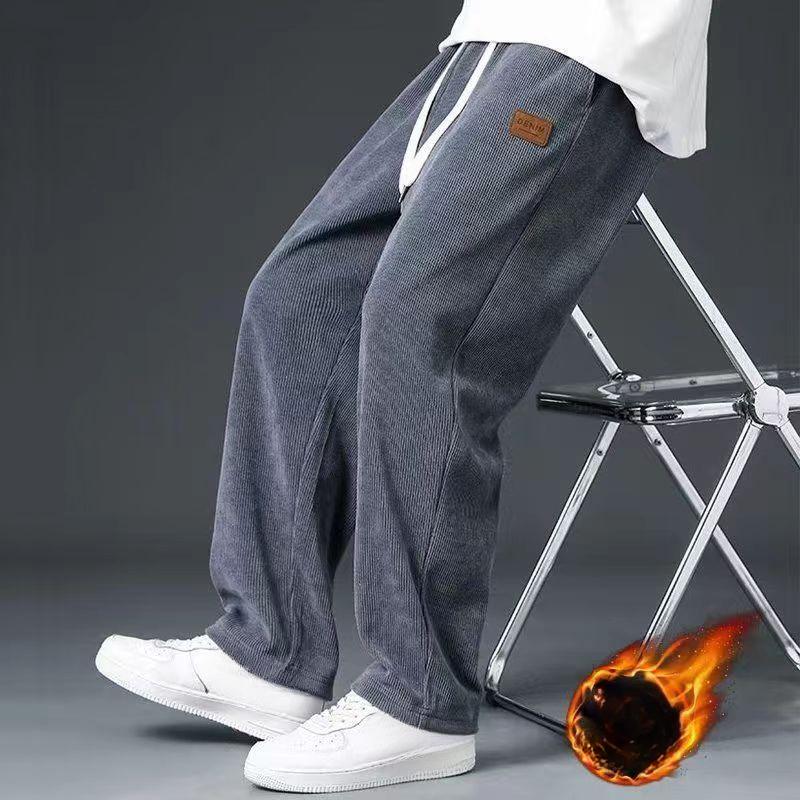 Winter Dicke Warme Cord Jogginghose Männer Liner Kordelzug Gerade Lose Trainingshose Männlichen Casual Thermohose M grau von Joom DACH