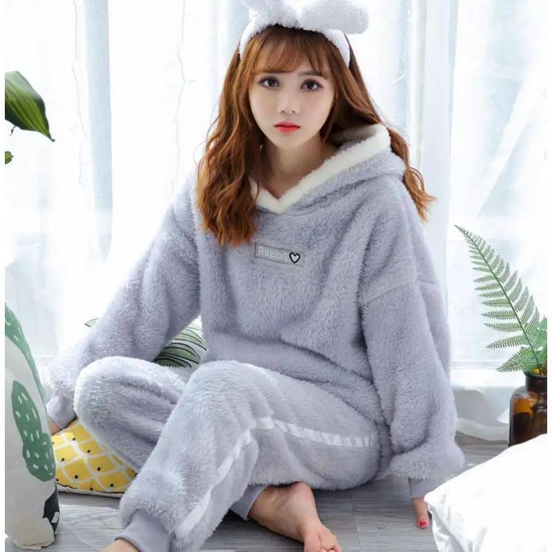 Winter Dicke Warme Flanell Pyjamas Sets für Frauen Nachtwäsche Hause Kleidung Pyjama Home Wear Pyjamas Set 2XL von Joom DACH