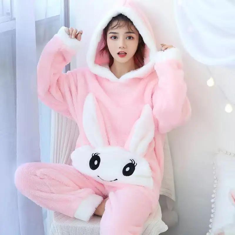 Winter Dicke Warme Flanell Pyjamas Sets für Frauen Nachtwäsche Hause Kleidung Pyjama Home Wear Pyjamas Set M von Joom DACH