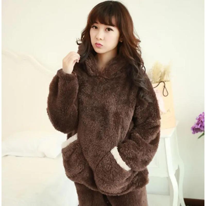 Winter Dicke Warme Flanell Pyjamas Sets für Frauen Nachtwäsche Hause Kleidung Pyjama Home Wear Pyjamas Set M von Joom DACH