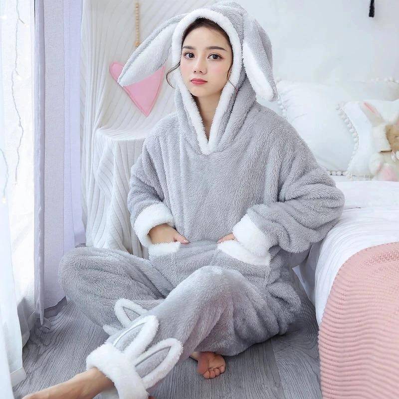 Winter Dicke Warme Flanell Pyjamas Sets für Frauen Nachtwäsche Hause Kleidung Pyjama Home Wear Pyjamas Set M von Joom DACH
