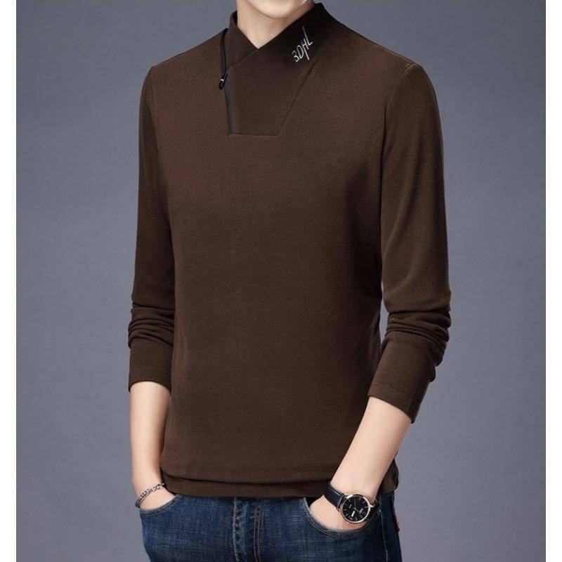 Winter Doppelseitiges Samt Verdicktes Herren Unterhemd Langarm T-Shirt Trendy Inneres Thermo-Top V-Ausschnitt Bestickte Herrenbekleidung XXXXL von Joom DACH