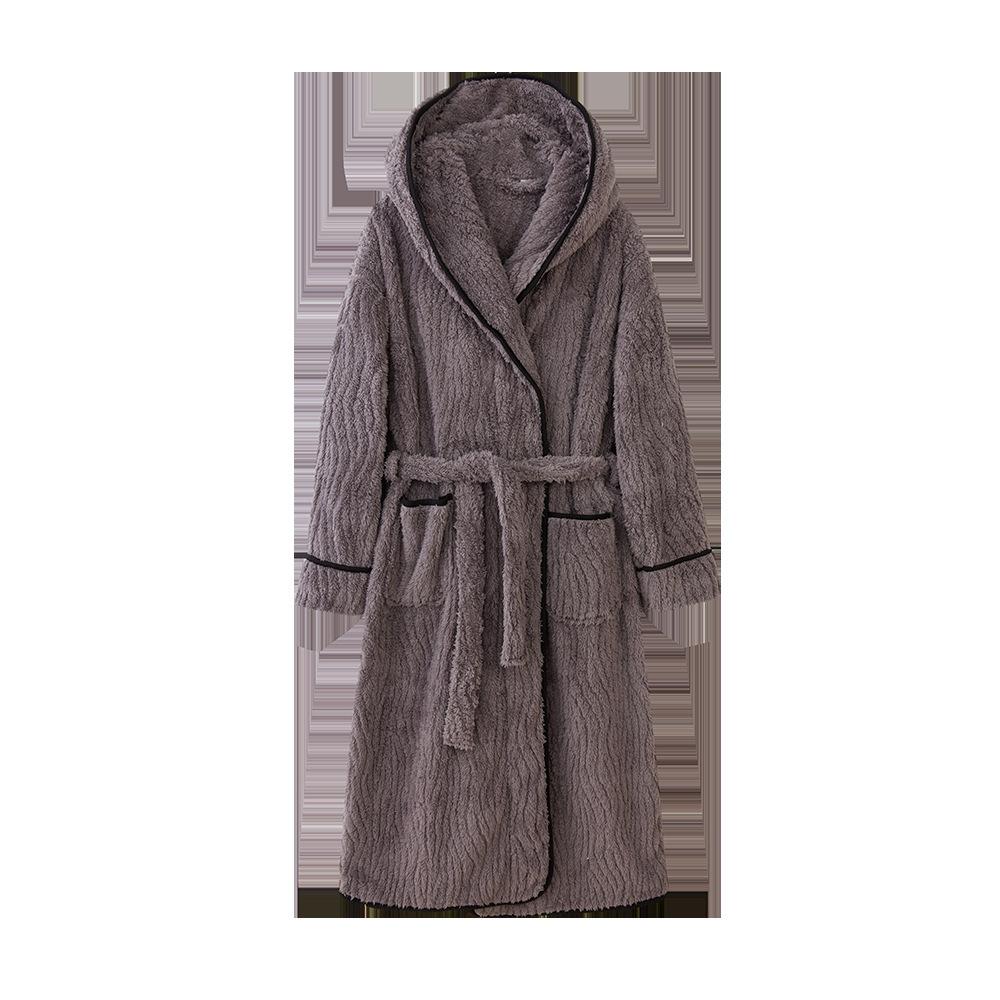 Winter Flanell Paar Bademäntel Langarm Männer Frauen Homewear Warm Verdicken Übergroßen Kimono Roben Kleid Hoodies Decke XL grau von Joom DACH