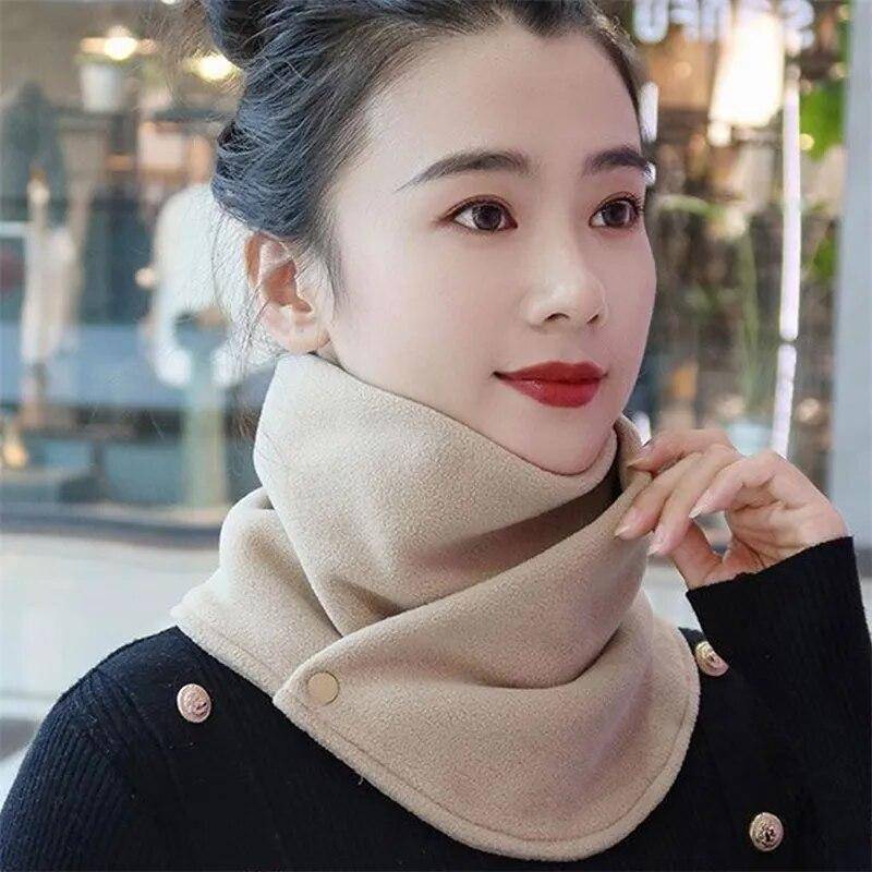Winter Fleece Halstuch Verdickt Warm Herbst Winter Halstuch Damen Plüsch Schals Doppelschicht Halstuch Schal Ring khaki von Joom DACH