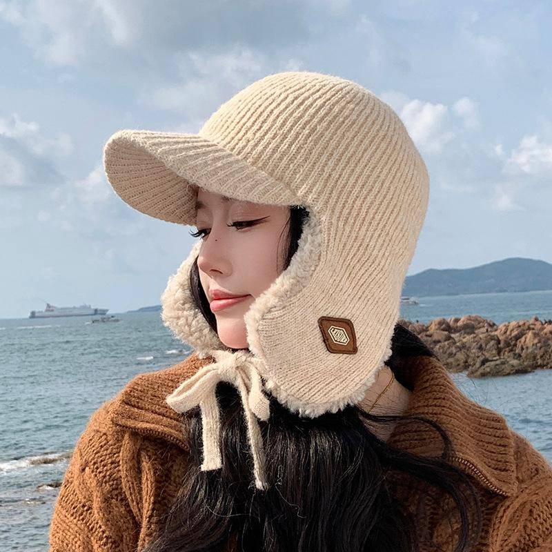 Winter Fleece Kälte Mütze Kinder Verdickte Warme Lei Feng Mütze Outdoor Winddicht Ohrenschützer Gestrickte Wollmütze beige von Joom DACH