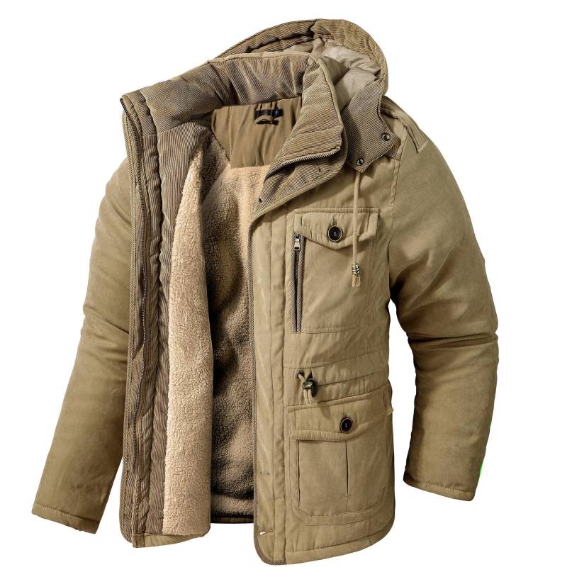 Winter Fleece Parkas Männer Warme Winddichte Jacken Dicke Kapuze Parka Mantel Herren Pelz Liner Oberbekleidung Lässige Baumwolle Gefütterte Jacke XL khaki von Joom DACH