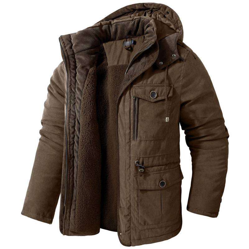 Winter Fleece Parkas Männer Warme Winddichte Jacken Dicke Kapuze Parka Mantel Herren Pelz Liner Oberbekleidung Lässige Baumwolle Gefütterte Jacke XXL braun von Joom DACH