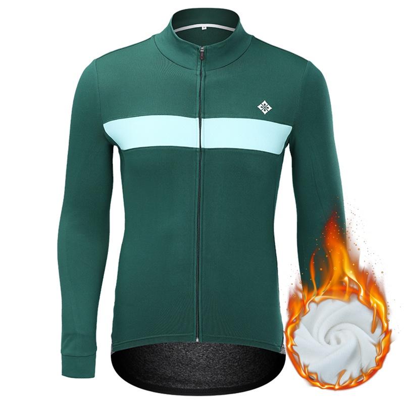 Winter Fleece Reiten Fahrrad Jersey Solide Männer Radfahren Kleidung Warm Halten Langarm Fahrrad Shirt L grün von Joom DACH