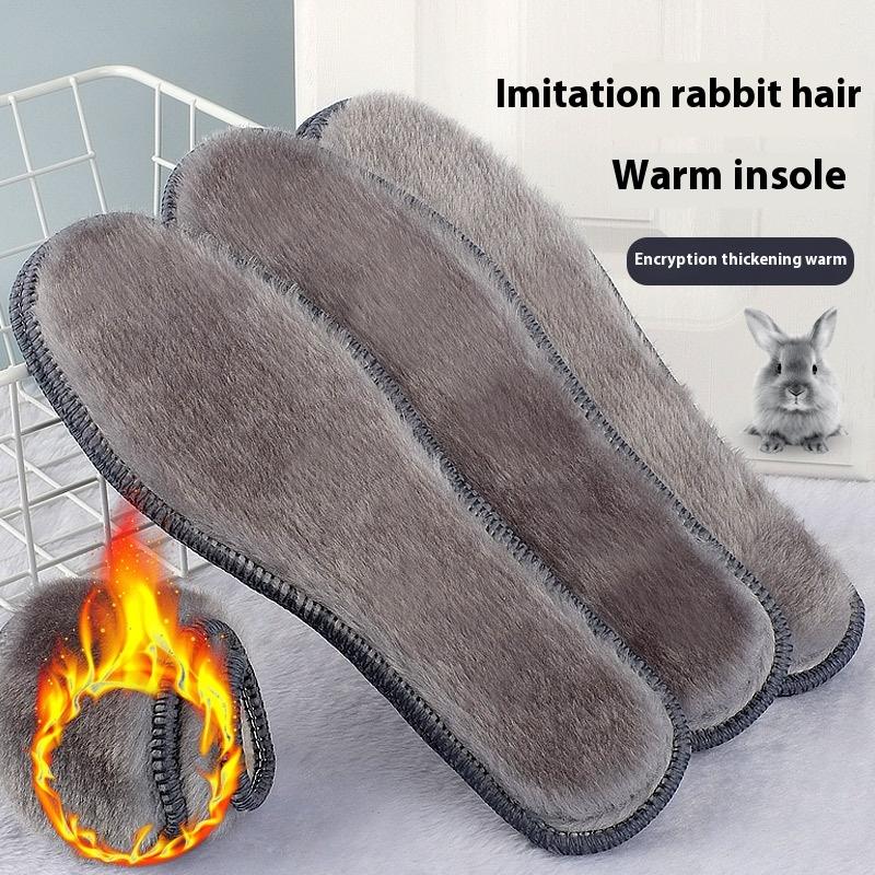 Winter-Fleece-gefütterte dicke warme Plüsch-Einlegesohlen für Männer und Frauen, kältebeständig, atmungsaktiv, Deodorant-Fußwärmer 43 graue von Joom DACH