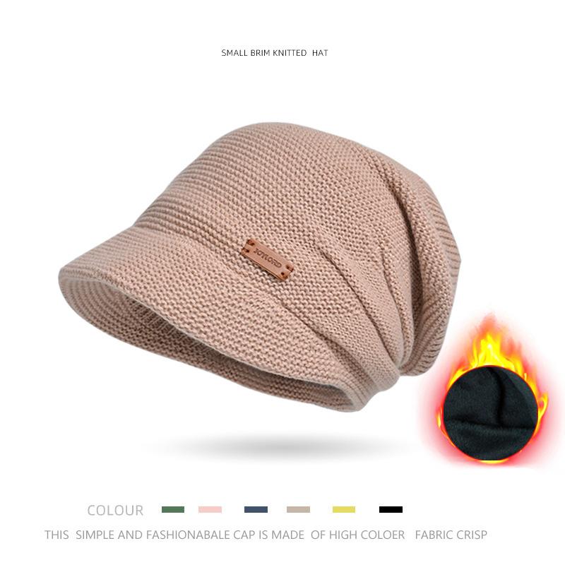 Winter Frauen Gestrickte Hüte Plüsch Haufen Im Freien Wärme Abdeckung Breite Krempe Zeigen Gesicht Kleine Ohr Schutz Mond Hut One size von Joom DACH