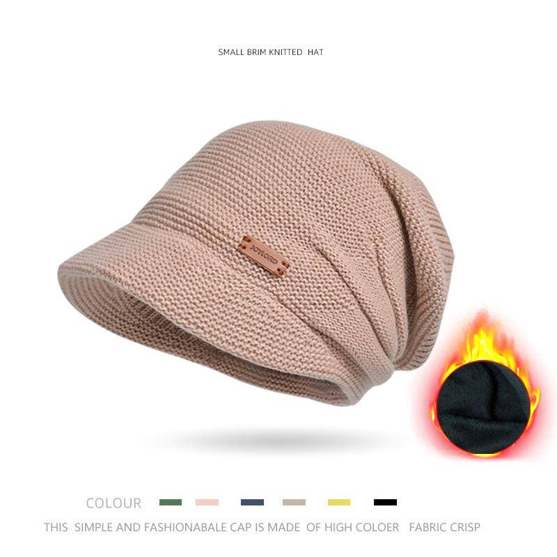 Winter Frauen Gestrickte Hüte Plüsch Haufen Im Freien Wärme Abdeckung Breite Krempe Zeigen Gesicht Kleine Ohr Schutz Mond Hut One size von Joom DACH