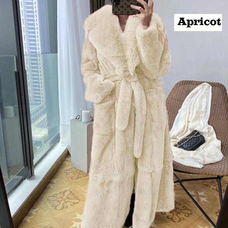 Winter Frauen Mode Mantel 9 Farbe Plus Größe Mantel Luxus Jacke Pelzmantel Damen Warme Mit Kapuze Mantel Outwear 4XL apricot von Joom DACH