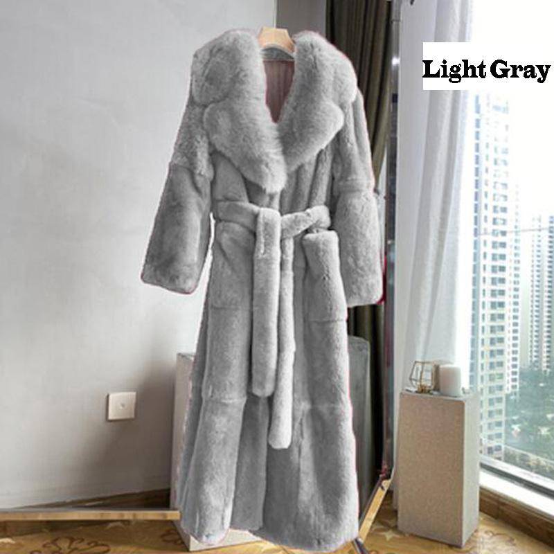 Winter Frauen Mode Mantel 9 Farbe Plus Größe Mantel Luxus Jacke Pelzmantel Damen Warme Mit Kapuze Mantel Outwear 5XL hellgrau von Joom DACH