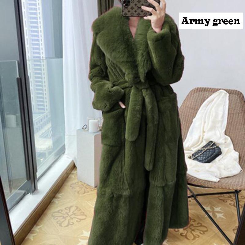 Winter Frauen Mode Mantel 9 Farbe Plus Größe Mantel Luxus Jacke Pelzmantel Damen Warme Mit Kapuze Mantel Outwear 5XL armee grüne von Joom DACH
