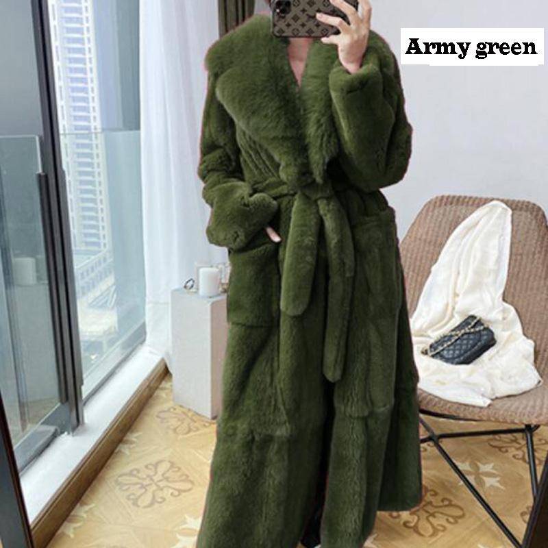 Winter Frauen Mode Mantel 9 Farbe Plus Größe Mantel Luxus Jacke Pelzmantel Damen Warme Mit Kapuze Mantel Outwear 5XL armee grüne von Joom DACH