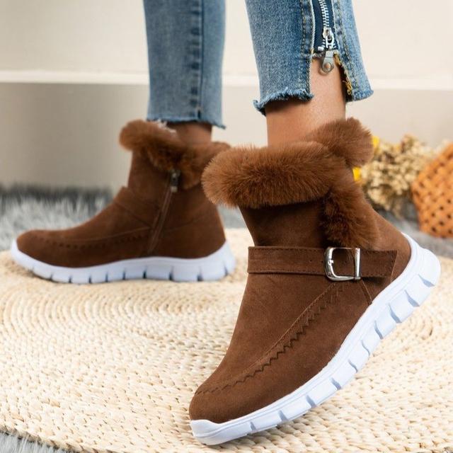 Winter Frauen Pelz Warme Chelsea Schnee Stiefel Casual Schuhe Neue Kurze Plüsch Wildleder Stiefeletten Wohnungen Gladiator Sport Damen Stiefel 41 rotbraun von Joom DACH