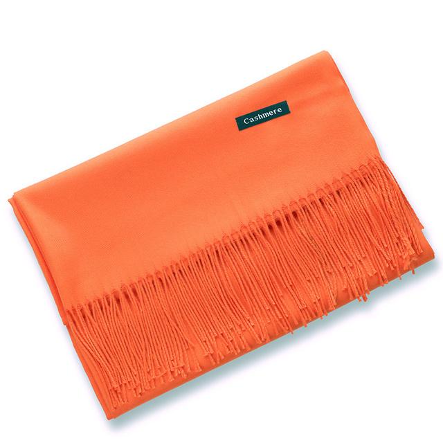 Winter Frauen Schal Weibliche Luxus Schals Dame Quaste Bandana Frauen Solide Schal Wraps Foulard Schal Schal 200*70cm orange von Joom DACH